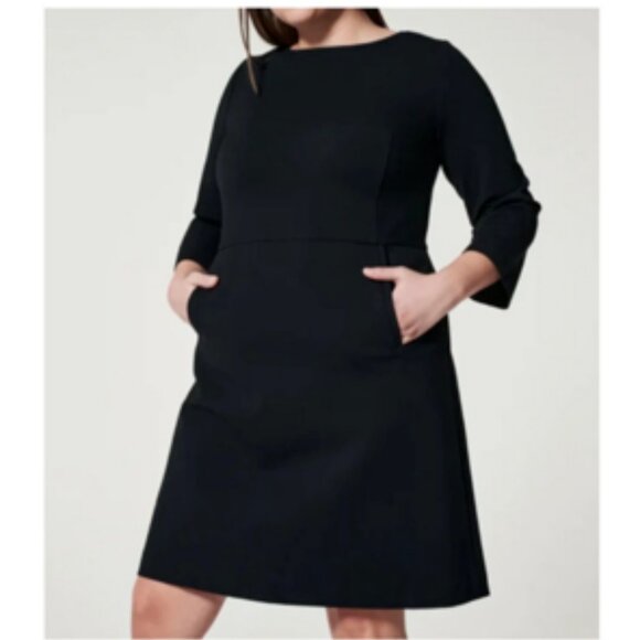 Spanx The Perfect A-line 3/4 Sleeve Shift Dress Pockets Black Style 20382R XL - Picture 12 of 12